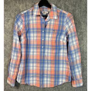 Vineyard Vines Womens Half Button Front Colorful Plaid Long Sleeve - Size 4